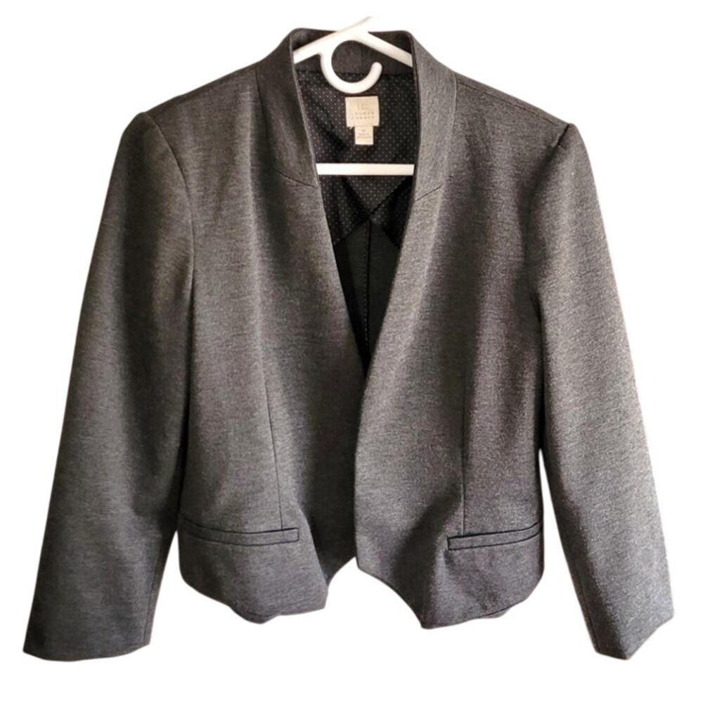 Lauren Conrad Open Front Short Soft Blazer Womens 12 No Buttons Grey Minimalist